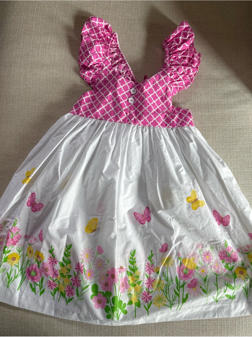 Eleanor Rose Pink and White Floral Butterfly Sundress